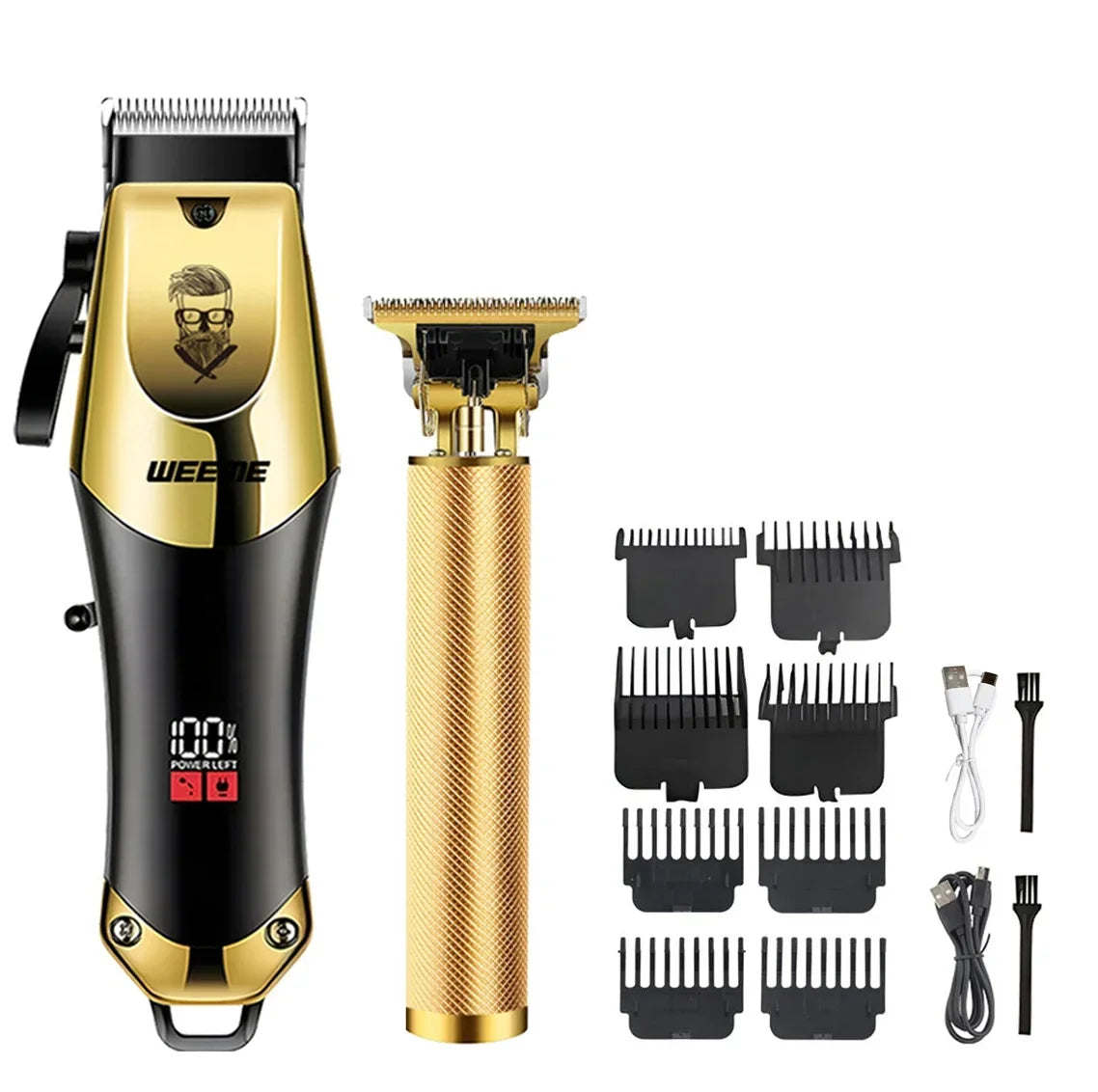 Vintage Men's Electric Hair Clipper Rechargeable Beard Trimmer with Foot Hair Trimmer Kit USB Fast Charging Hair Clipper