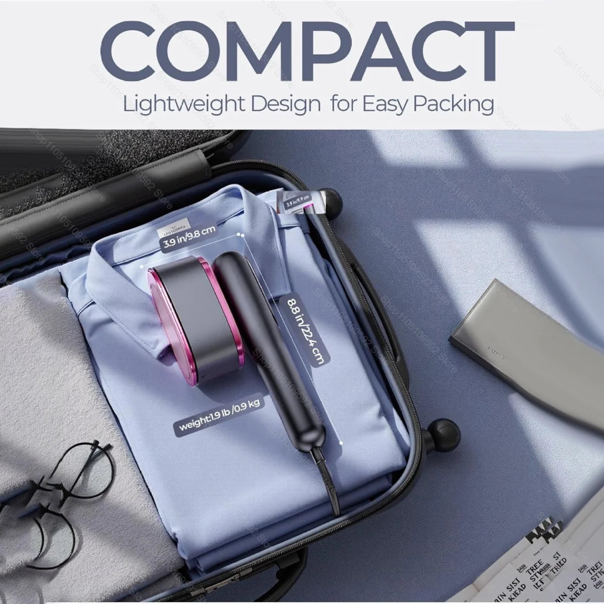 Mini Ferro a Vapor Portátil Dobrável – Passa a Ferro Vertical e Horizontal para Viagens e Casa