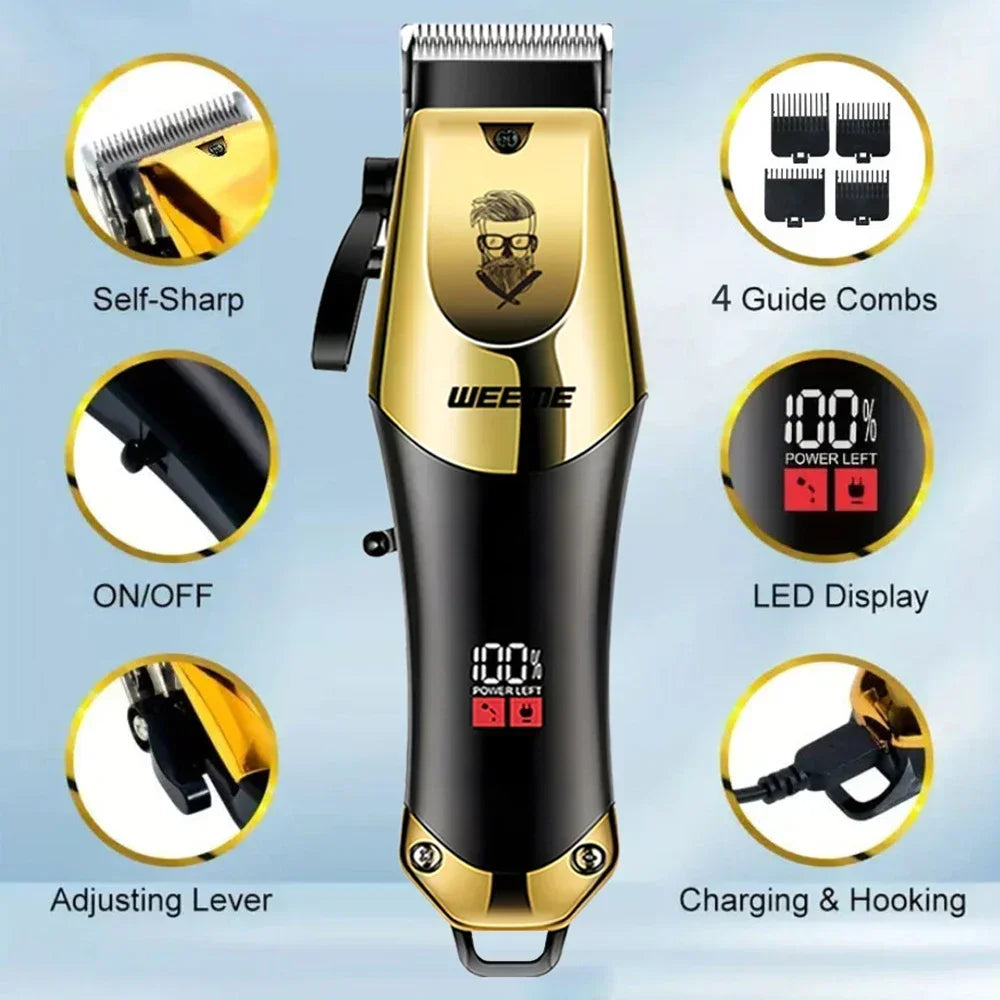 Vintage Men's Electric Hair Clipper Rechargeable Beard Trimmer with Foot Hair Trimmer Kit USB Fast Charging Hair Clipper