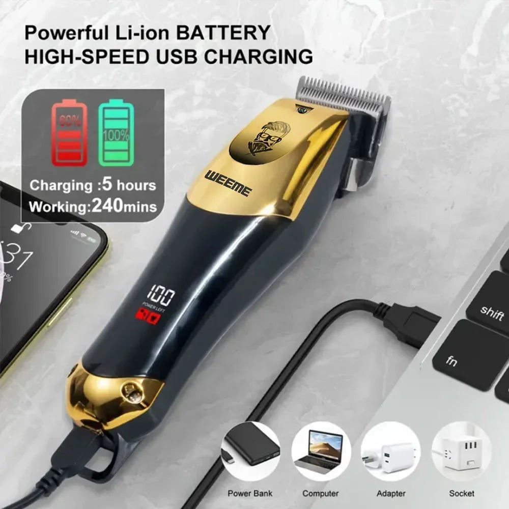 Vintage Men's Electric Hair Clipper Rechargeable Beard Trimmer with Foot Hair Trimmer Kit USB Fast Charging Hair Clipper